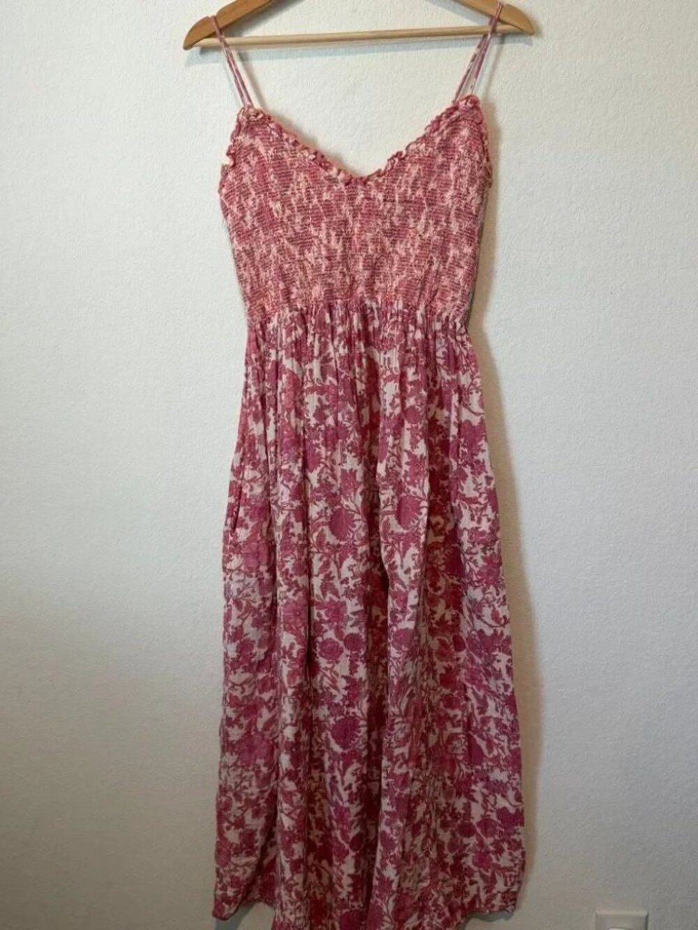 Free People Pink Floral Sweet Nothings Sleeveless Midi Dress - M